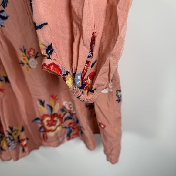 Old Navy Women's Peasant Shirt Floral Coral Size XL Summer Spring - Picture 4 of 5